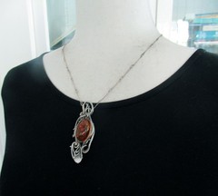 POLAND STERLING PENDANT NECKLACE, 70MM or 2 3/4 INCH PENDANT, STERLING BAR CHAIN