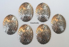 #3516 LARGE ANTIQUED GOLD OVAL PENDANT/ER DROP W/TOP HANG HOLE – 6 Pc Lot