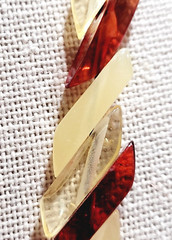 Unique Red and Opaque and Clear Lucite Chip Beaded Hand Strung Vintage Necklace