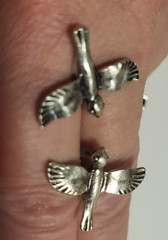 Vintage Silver Tone Flying Swallow Bird Stud Earrings Boho Nature Sparrow Studs
