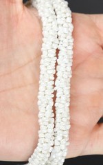 Vintage Estate Art Deco White Seed Bead Flapper Lariat Rope Necklace Tassel 59”
