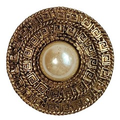 Vintage M Jent Brooch Pin Faux Pearl Gold Tone Costume Jewelry