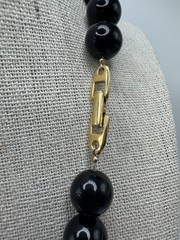 Vintage Napier Gold Tone Black White Beaded Necklace 24.5”