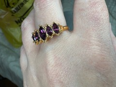 Vintage AVON Marquise Purple Amethyst Ring Size 9.75 Gold Plated Fashion