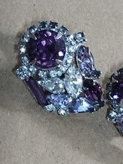 Vintage Hobe Five-strand Rhinestone Bracelet & Clip On Earrings Set
