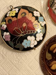 Vintage Cloisonne Butterfly Jewelry 7pc Pendants Earrings Elephant Peacock Cuff