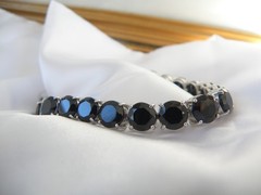 Sterling Silver 925 Natural 50tcw Black Spinel Tennis Bracelet 8″