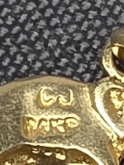 Vintage 14K Plumb Yellow Gold Elephant Charm Pendant Signed CJ Trunk Up 1.44g