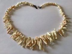 VINTAGE ANGEL SKIN CORAL BRANCH STERLING CLASP NECKLACE 74 GRAMS