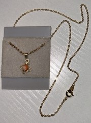 Vintage Kanaloa Pacifica Hawaii Angel Skin Coral Rose Necklace Gold Tone 16” 70s