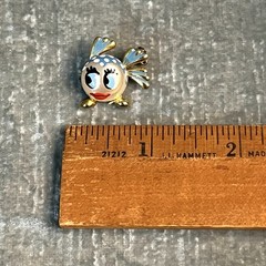 Vintage 1940 Polkadot Kissing Fish Brass Figural Spain Brooch Blue White Red