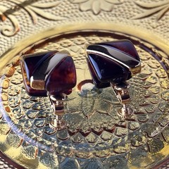 Vtg Napier Lucite Tension With Gold Tone Screw Back Earrings – 1950s – 1” Long