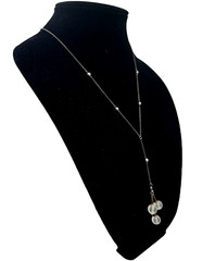 ANTIQUE EDWARDIAN OPALESCENT GLASS 3 ORBS DANGLES PENDANT STERLING SLVR NECKLACE