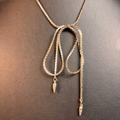 Vintage Napier Necklace Silver Tone Bow Herringbone Chain 90s Statement