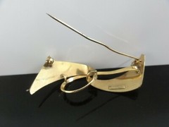 VTG RARE HEAVY GOLD PLATED GERMAN DESIGNER Signed BOW BROOCH