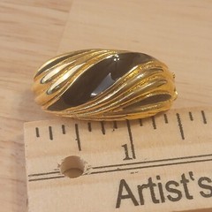 Gold-Tone Black Enamel Swirl Clip-On Earrings 1.5″ Long
