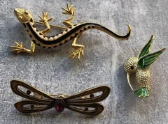 ANIMAL LIZARD HUMMINGBIRD BUTTERFLY BROOCHES LOT MONET GERRY’S SOME RARE VINTAGE