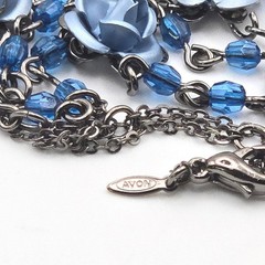Vintage Blue Rose Necklace and Earrings Gift Set Boxed Avon 2003