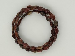 Natural Stone Beaded Coil Bracelet Red Brown Jasper Adjustable