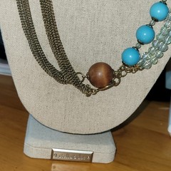 Vintage Turquoise Blue Mixed Media Bead Chain Necklace 48in 82g Boho