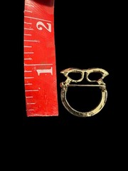 Vintage Eye Glasses Pin Brooch Lanyard Hanger Gold Tone Cat Eye Crystals J8