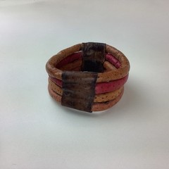 Lot of 5 Vintage Boho Bracelets, Stone, Leather, Brass, Copper