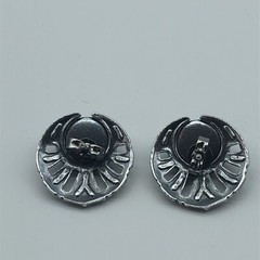 Vintage rhinestone black enamel stud earrings unsigned elegant