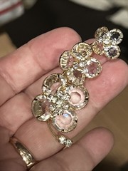 Vintage Kramer Signed Gold Tone Crystal Faceted Stones Brooch Pin Open Backs