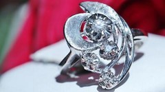 14k white gold 0.16ct diamond size 5.5 ring handmade 1920’s antique 4.0gr