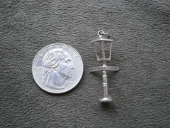 Large Bourbon Conti Lamp Post Vintage Sterling Silver Enamel Bracelet Charm 2.0g