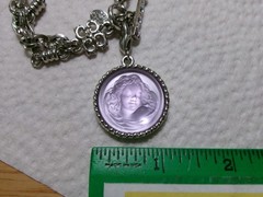 Kirk’s Folly Love Never Dies Glass Cameo Angel Pendant Silvertone chain Necklace