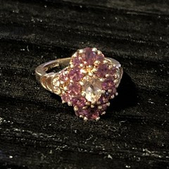 Rose Gold Vermeil .925 Sterling Silver Purple Pink CZ Oval Cluster Ring Size 5