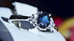 14k white gold sz 7.75 ring 1.00ct natural, treated sapphire diamond 3.30g N3397