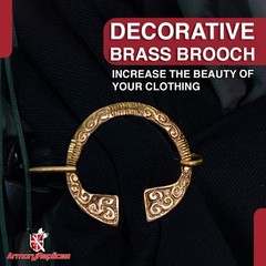 Handcrafted Brass Brooch Pin Viking Celtic Medieval Cloak Fastener Fibula