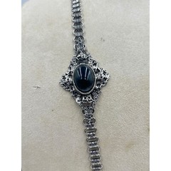Signed EDLEE Vintage Necklace Silver Tone Dragons Ornate Bookchain Beads Dangles
