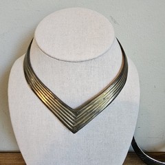 Vintage Silvertone And Brass Gold Tone Collar Chokers