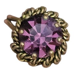 VTG Austrian Crystal RING Twist Brass Purple Glass Cocktail Dome 6.5 Adjustable