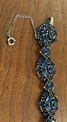 Vintage Signed Hollycraft Mid Century Copyright 1954 Blue Rhinestone Bracelet