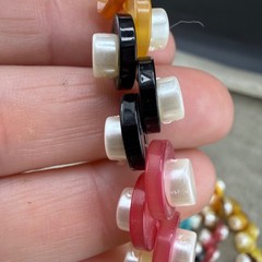 Vintage Hand Made Button Beaded Necklace Kitschy 32”