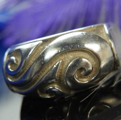 Vintage Swirl Bar Top 0.925 Sterling Silver Comfort sides Band Ring size 8