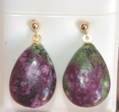 Gorgeous 1/20 14K Gold Filled Ruby Zoisite Tear drop Stud Earrings