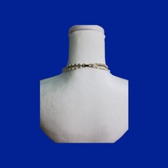 vintage gold tone links with tiny white glass beads accent 3 strand necklace