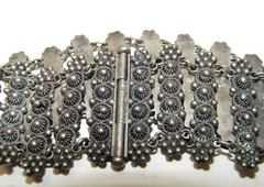 Vintage Etruscan Revival 800 Silver Panel Filigree Bracelet 6.5″ -30.8g