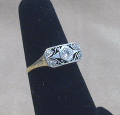 Antique 14K Yellow Gold and Platinum 5-Stone Diamond Ring Sz. 6.25 * JJ399