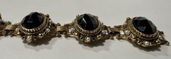 Vintage “Victorian Revival” Black Plastic Stone & Faux Pearl Bracelet
