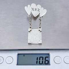 Vintage Sterling Silver 925 XOX Heart Charm Picture Holder