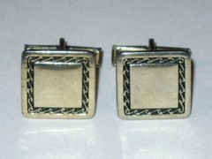 Vintage GOLDTONE Engraved WAVE Design CUFFLINK & Tie Clasp/TIE BAR CLIP Set!