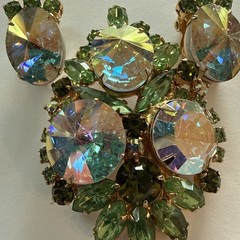 Juliana D&E Aurora Borealis Rivoli Green Rhinestone Demi Parure Set
