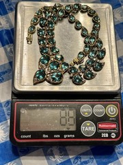 Ltd Ed 123/200~88g 16.5” Vermeil Sterling Blue Topaz/CZ Statement Necklace Sgnd