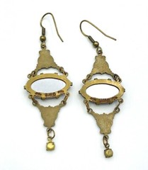 Vintage Signed GWS Glass Works Studio Victorian Copper Red Glass Earrings